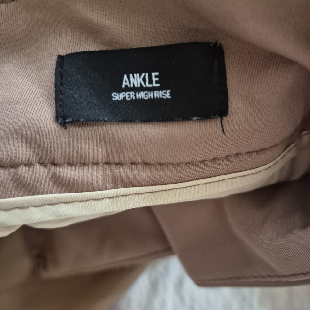Express High Rise LEATHER Pants in Tan and Cream
